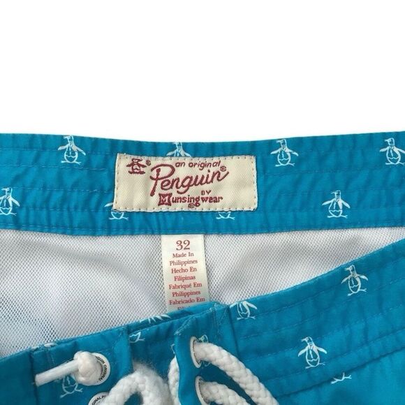 PENGUIN Munsingwear Mens Swimsuit TRUNKS Board Mesh Lined Sz 32 - Picture 3 of 4